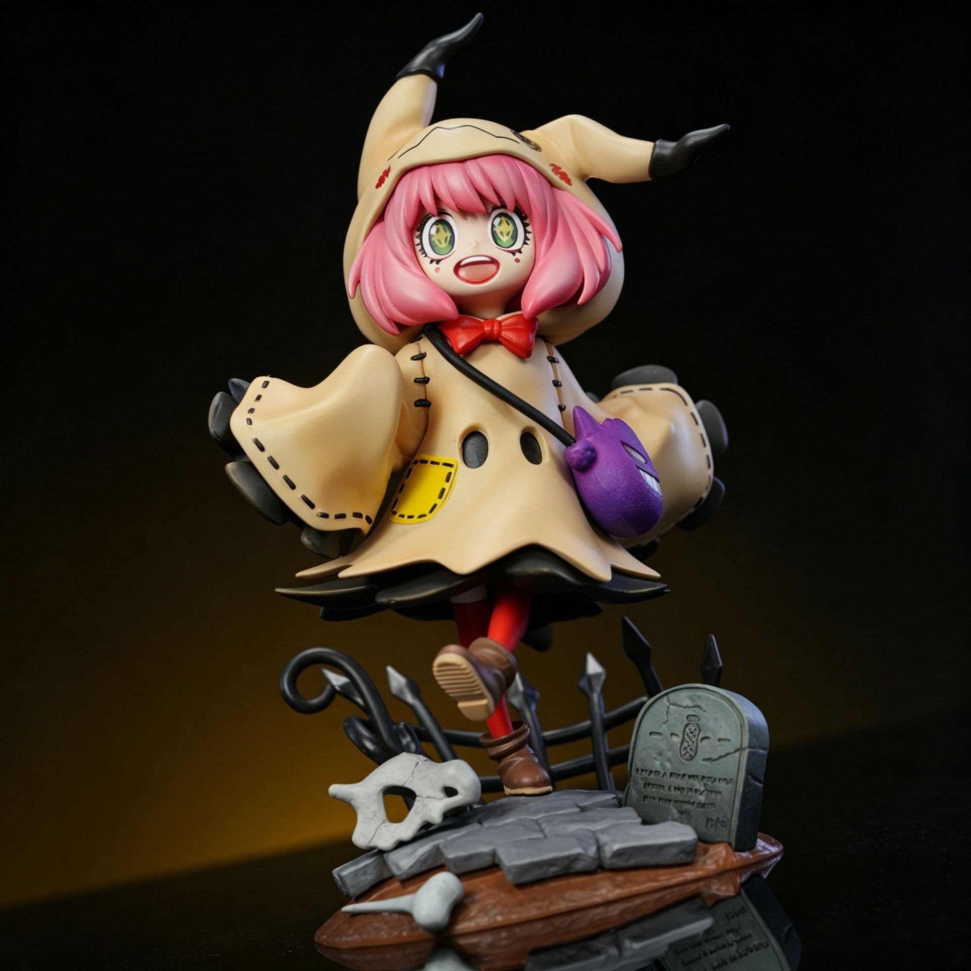 REOZIGN Anya Figur, Halloween-Kleid Ersatzgesicht Anya Forger Figur 22 cm handgefertigt PVC Action-Modell Dekoration Statue Geschenke