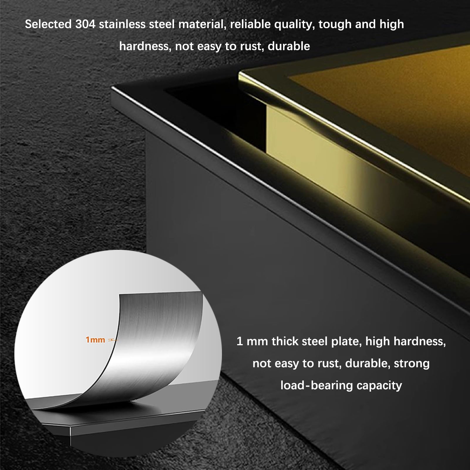 Doccia in acciaio inox 304, impermeabile, da incasso, mensole da bagno per carta igienica, bidone della spazzatura, shampoo e articoli da toeletta, colore nero, 86 x 40 x 14 cm, ideale per cucina di