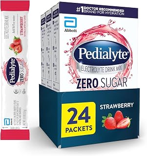 Pedialyte Electrolyte Drink Mix with Zero Sugar | Hydration with Key Electrolytes | Great Hydration Low in Calories | Strawberry, 24 Powder Packets