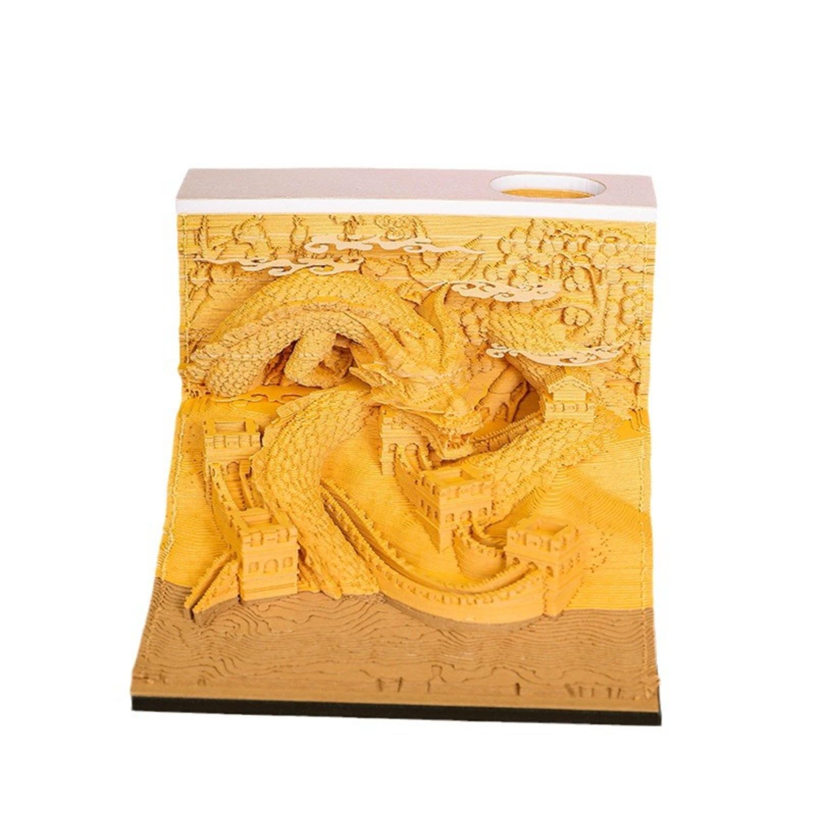 Bloc de notas 3D, bloc de notas 3D, bloc de notas de arte 3D, bloc de notas artísticas de dragón rasgado, exquisitas notas adhesivas creativas antiadherentes, bloc de notas de arte 3D, bloque de
