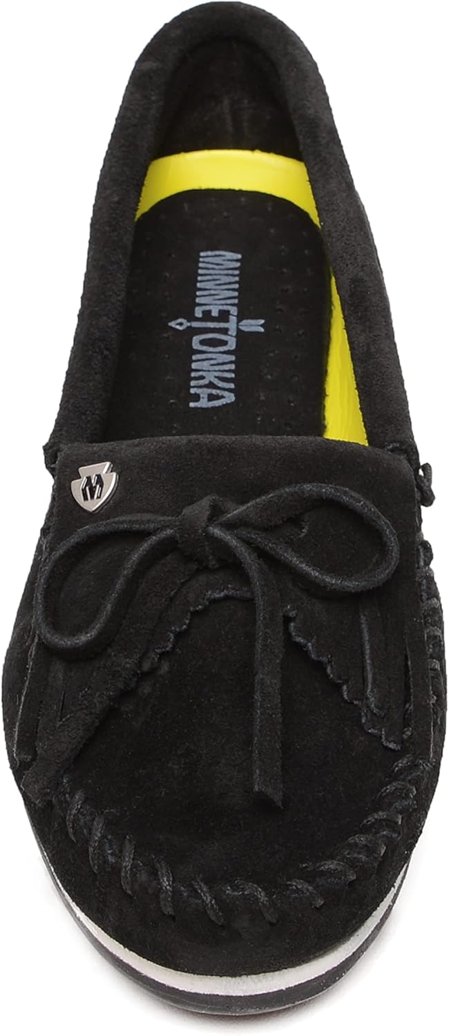 Minnetonka Women's Kilty Plus Moccasin 5 Black Suede