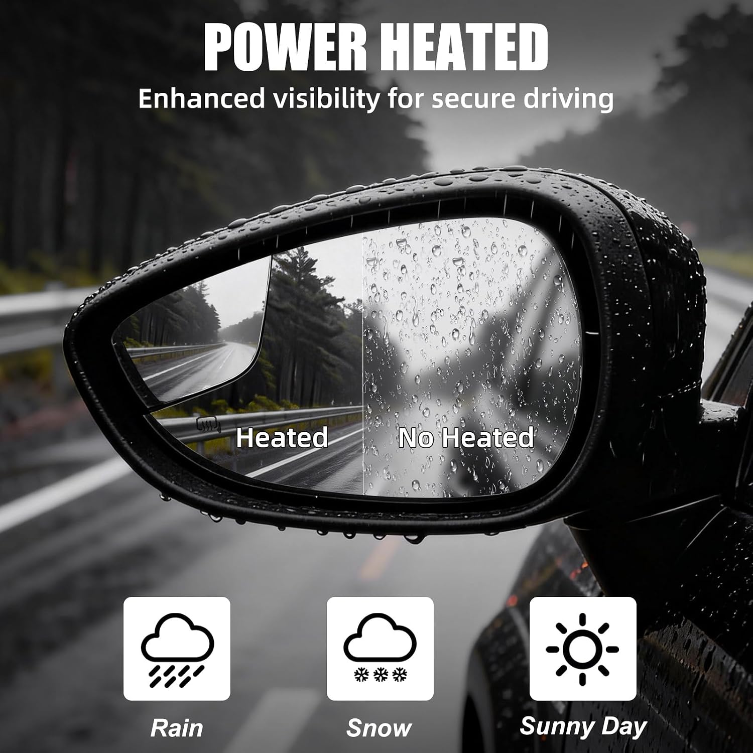 Left Driver Side Power Mirror Fit for Ford Fiesta 2009-2017 Door View Mirror with Blind Spot Glass, Turn Signal Light and Heated Glass, Direct Replacement (6 Pins, Black)