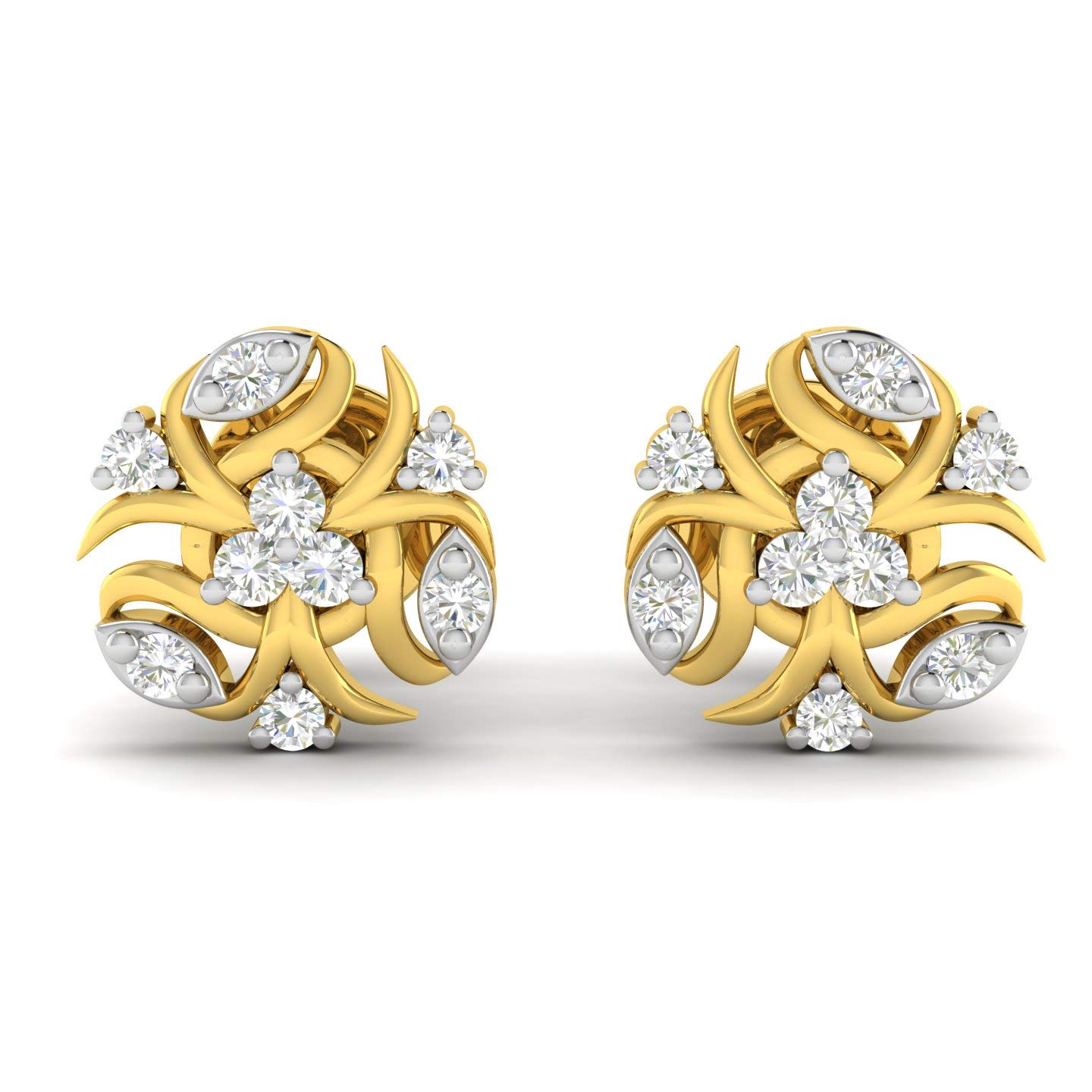 Avsar 18k (750) Yellow Gold and Diamond Stud Earrings for Women (B07NP9F4LJ) Amazon Price History, Amazon Price Tracker