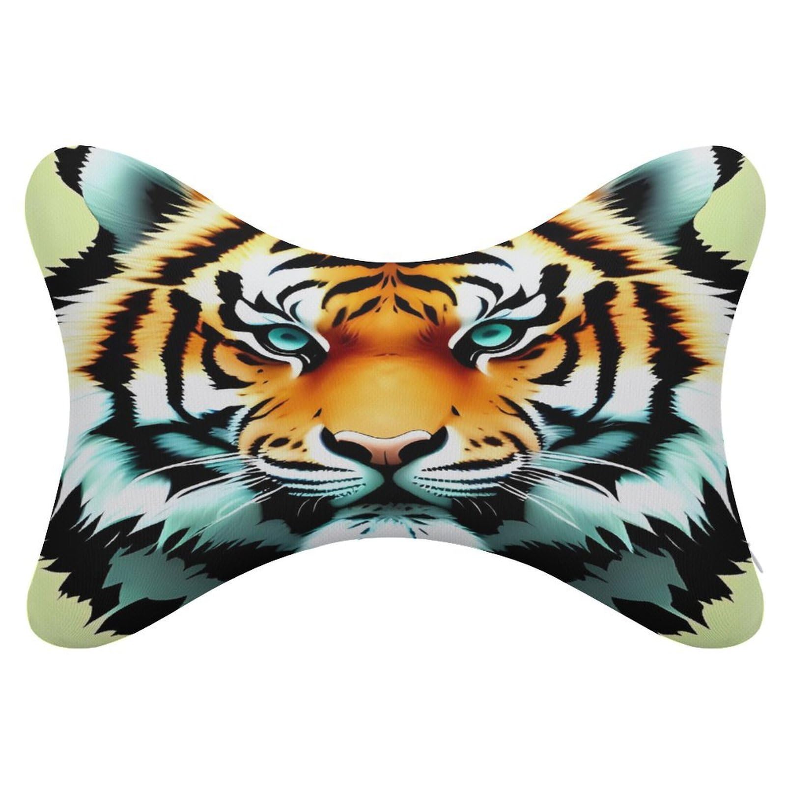 VstaDank Little Fat Tiger Head Car Neck Pillows, Set of 2, Ergonomic Removable Bone Shaped Soft Car Headrest Pillows for Office, Airplane, Most