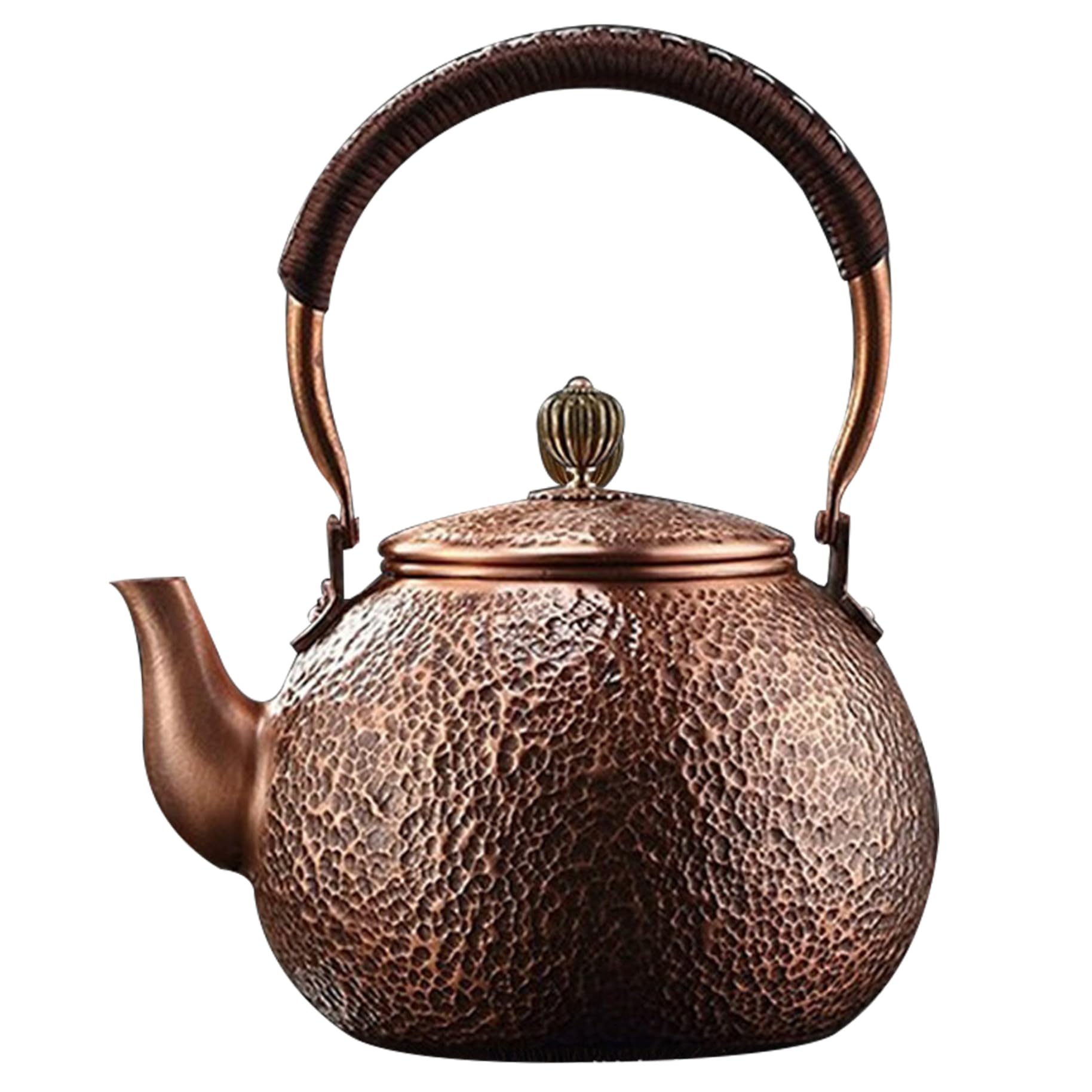 Bouilloire en cuivre rouge 1500 ml avec filtre intégré, théière vintage pour poêle et cuisinière