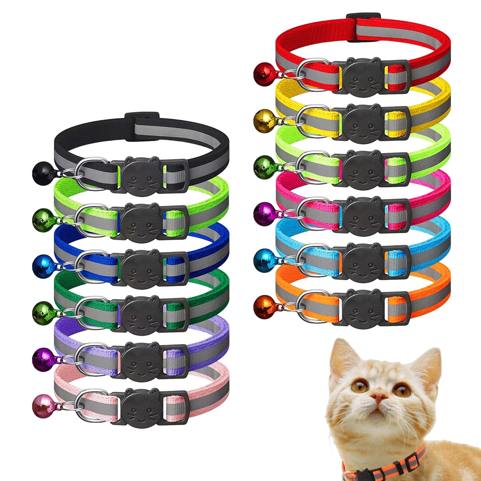 Amazon | 猫首輪 猫の首輪 夜間リフレクター付き セーフティバックル付