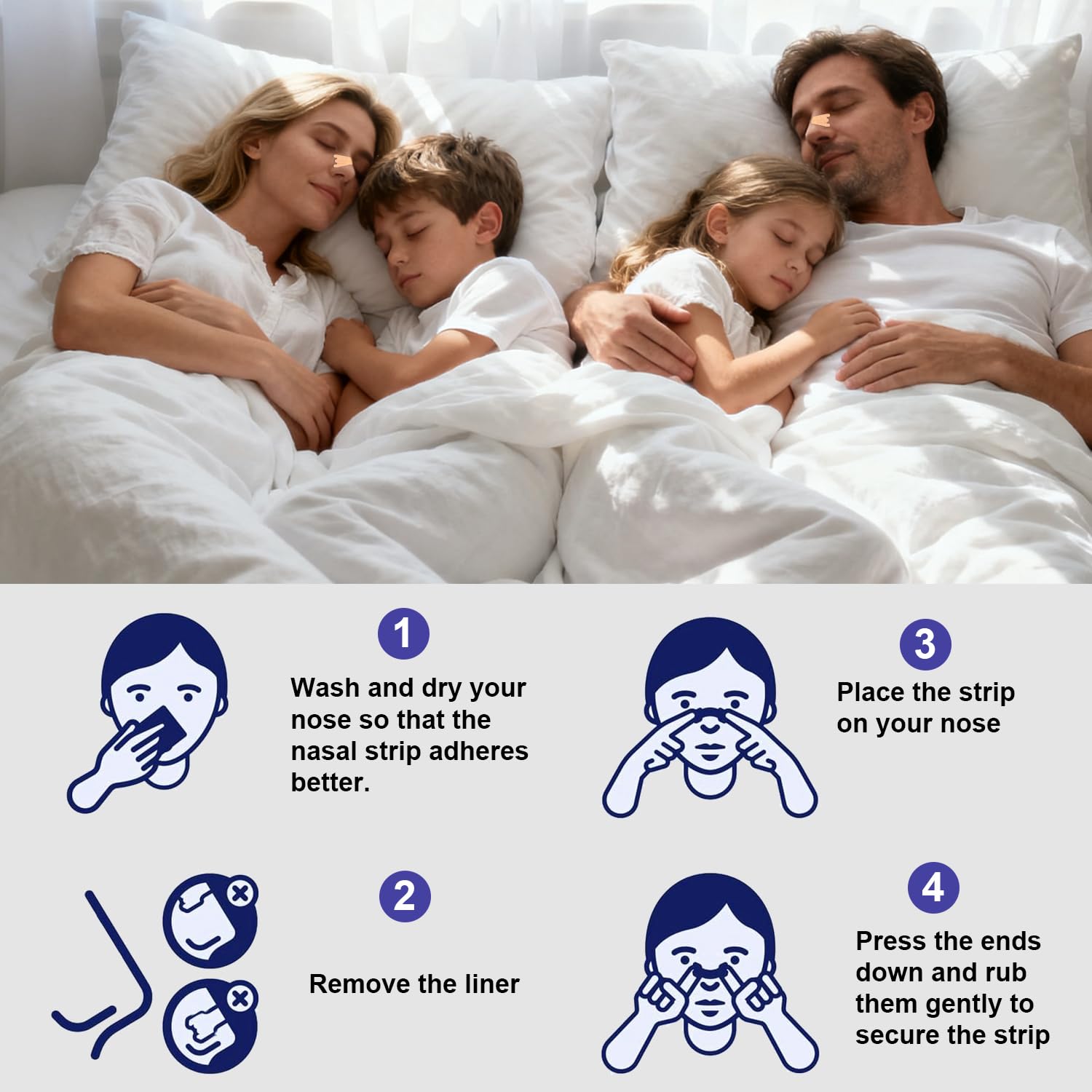 120 Pcs Tiras Nasales Antironquidos, Nasal Strips Parches Nasales Para Evitar Ronquidos, Tiras Nasales Anti Ronquidos para una Mejor Respiración al Dormir y Hacer Deporte