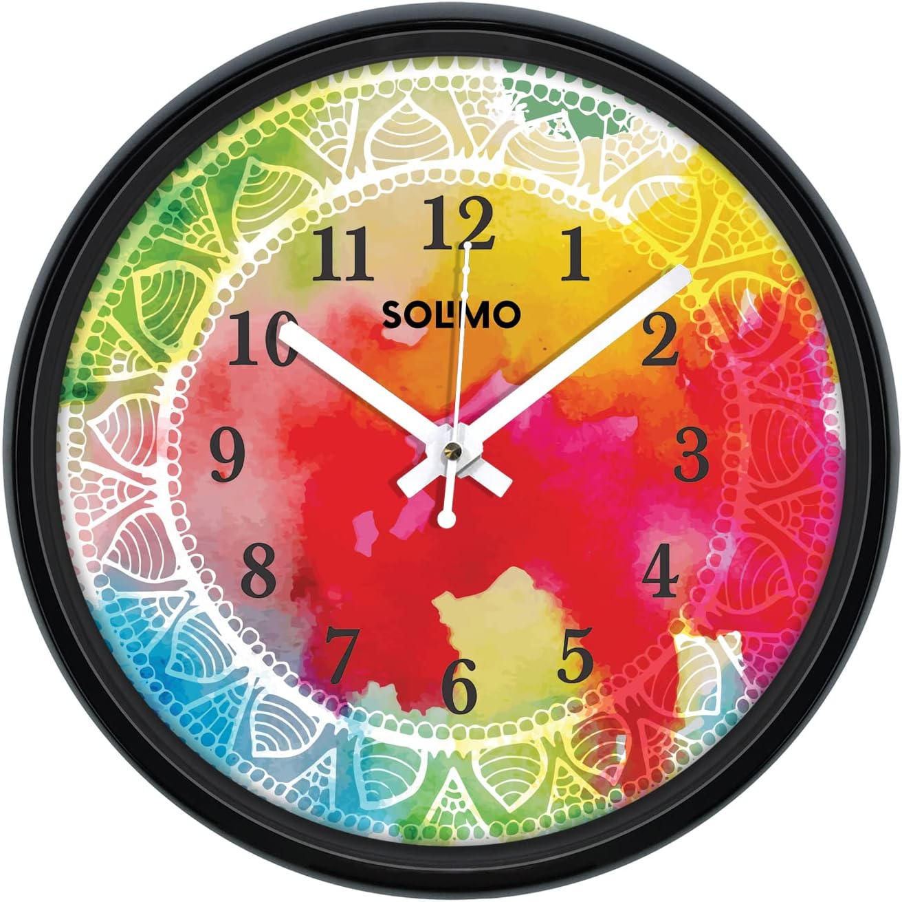 Amazon Brand - SolimoAmazon Brand - Solimo 12-inch Contemporary Plastic Wall Clock (Silent Movement, Black Frame)