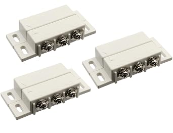 LBY 3 Sets Magnetic Reed Switch, Normally Open/Closed Contact Switch, Personal Gap Alarm, DC 5V/12V/24V Compatible, with Screws, Plastic ABS Shell, White