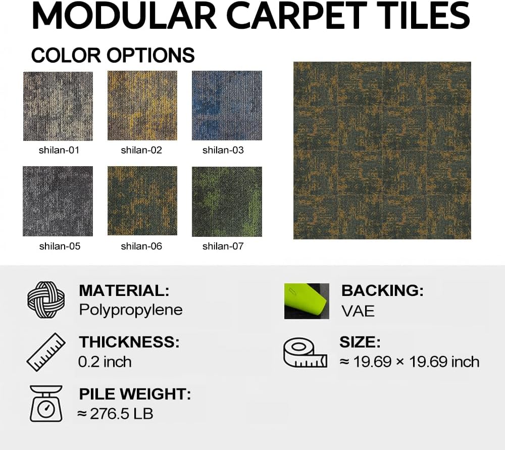 24 Carpets 20x20 inch Square Carpet Tiles, Reusable, Non Slip, Seamless Tiles, Suitable for Indoor and Outdoor use in bedrooms, Living Rooms, Offices, etc., Easy to DIY (Warm Orange Stone pattern-06) image 5