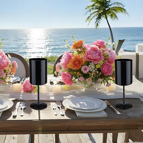 Miniatura 2 de Paquete de 12 copas de vino de plástico de 10 onzas, grandes y reutilizables, copas de champán vintage con tallo, vasos acrílicos inastillables para