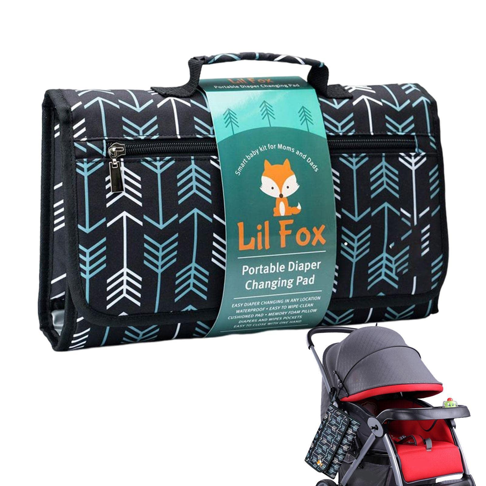 Eayoly Baby Changing Mat,Waterproof Changing Mat for Travel - New Born Changing Pad with Zipper Pocket, Oxford Fabric Diaper Changing Station