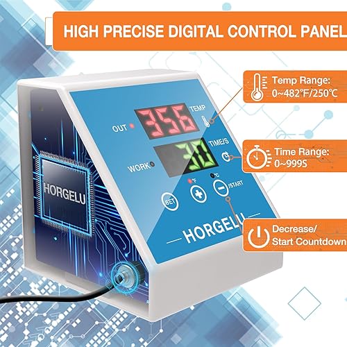 Miniatura 8 de HORGELU Máquina de prensa de calor 5 en 1, máquina de transferencia de calor de 12 x 15 pulgadas, oscilación de 360 grados, multifunción,