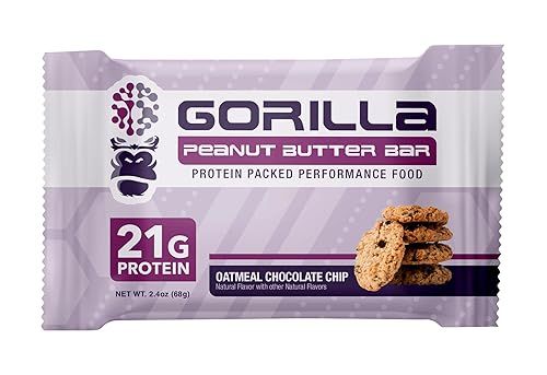 Gorilla Mind Barras de proteína de avena con chispas de chocolate (paquete de 12) 0.81 onzas de proteínaextremadamente satisfactorio y