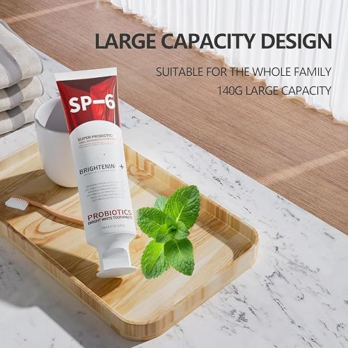 Miniatura 2 de Sp-6 Probiótico, pasta de dientes blanqueadora, contiene probióticos blanqueadores sin flúor, refrescante sabor a menta, pasta de dientes
