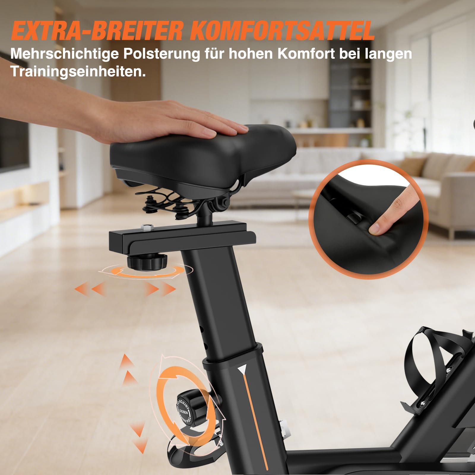 DH FitLife Heimtrainer Fahrrad Ergometer mit Pulssensor, App & LED-Display | Leiser Magnetwiderstand｜Notbremse｜Mehrgriff-Lenker｜150–195 cm｜Stahlrahmen｜Transportrollen｜Spinning Bike Indoor & Hometrainer