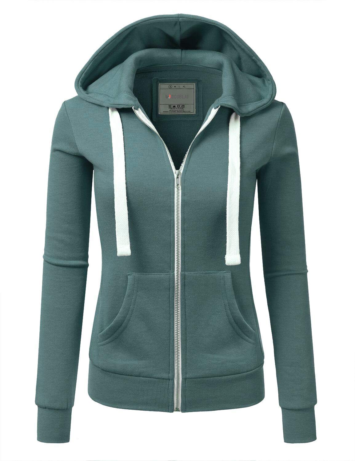 Women's Sweatshirt Hoodies Casual Zip up Hoodie Jacket Tealblue M