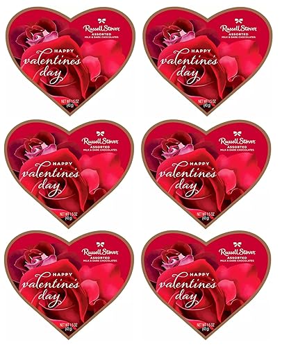 Russell Stover - Caja de regalo para el día de San Valentín, chocolates surtidos Paquete de 6 Deliciosas golosinas en embalaje decorado Idea de