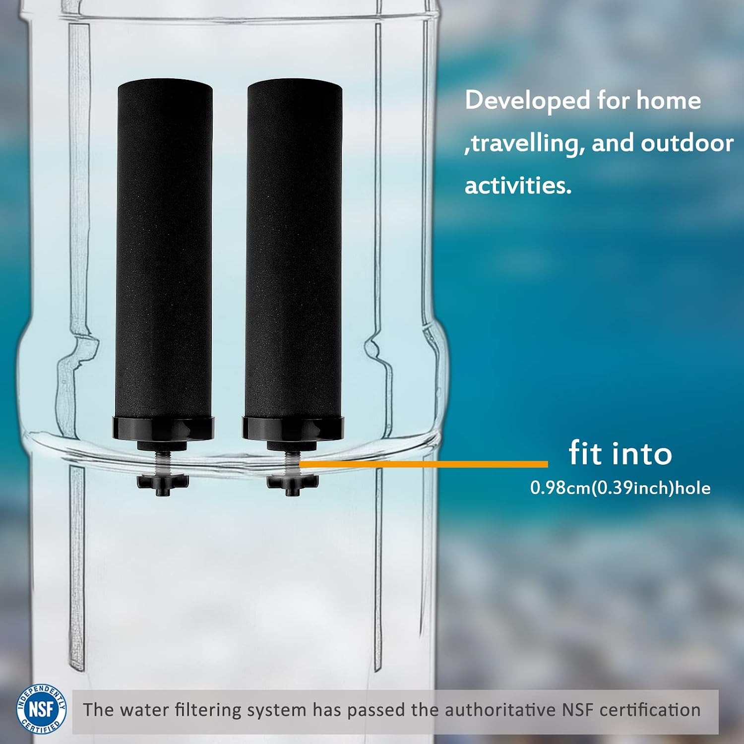 Black Purification Elements Black Water Filters for Water Purification Compatible with Gra-vity Filtration System,Fetechmate Series,Big Series,NSF/ANSI 372,2 pack