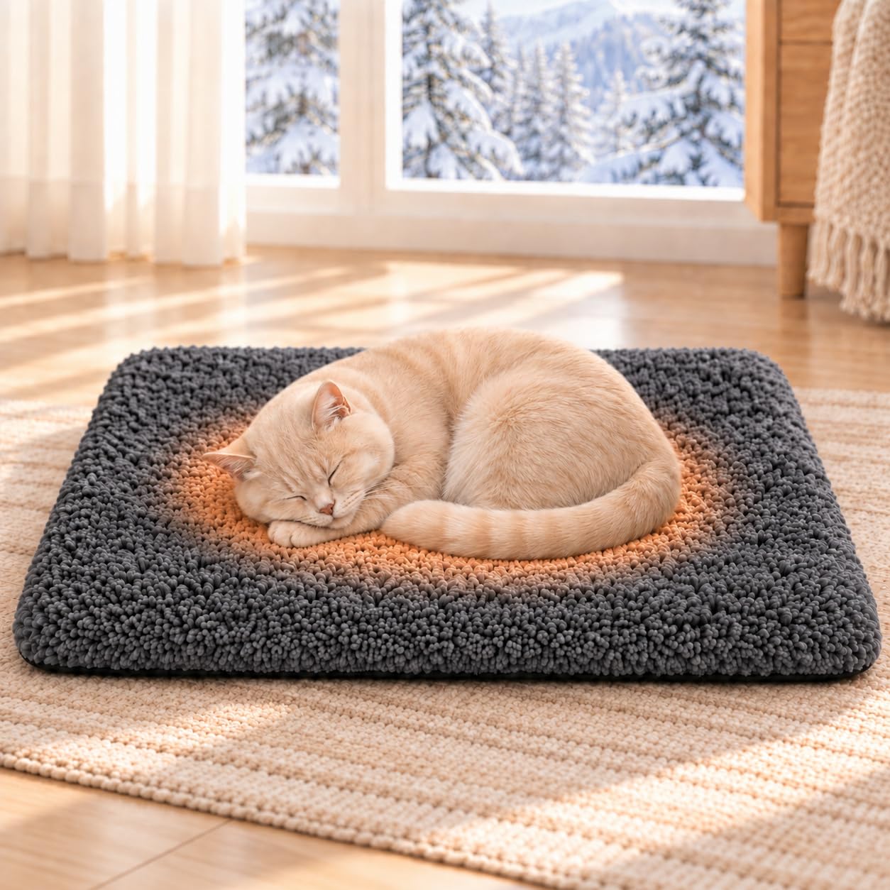 Self Warming Cat Bed, Self Heating Thermal Pet Mat for Indoor Cats, 60x45cm