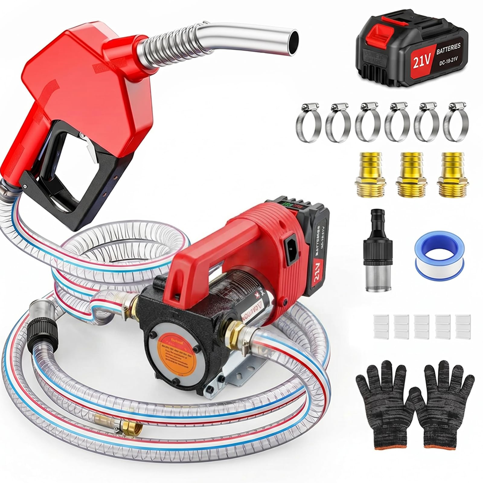 Bomba de diésel,trasvase gasoil,bomba de aceite eléctrica portátil de 12GPM,kit bomba combustible de diésel inalámbrica,con boquilla de apagado automático,apta para de diésel y queroseno