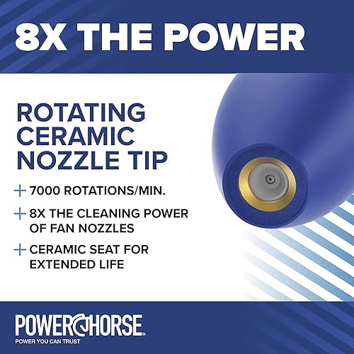Miniatura 4 de Powerhorse Boquilla turbo giratoria para lavadora a presión, punta de cerámica de grado industrial 4.0 Orificio, 4000PSI para limpieza resistente