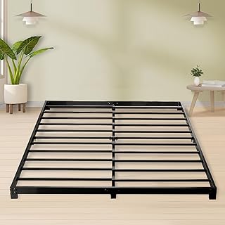 Alderose 3 Inch Queen Bed Frame Low Profile, Queen Size Bed Frame, Heavy Duty Metal Platform No Box Spring Needed, Easy As...