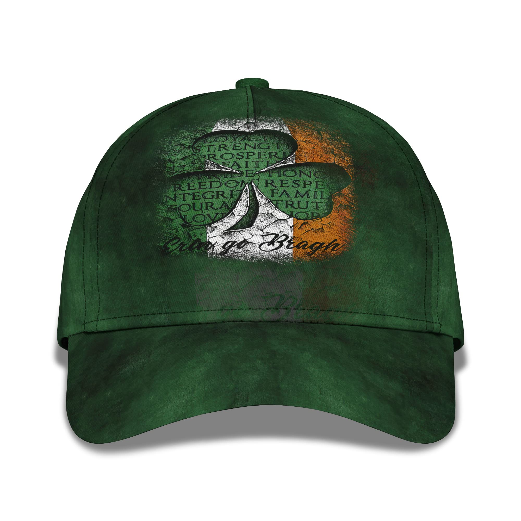 Irish Erin Go Bragh Shamrock and Ireland Flag Hat 3D Printing Snap Back Baseball Cap
