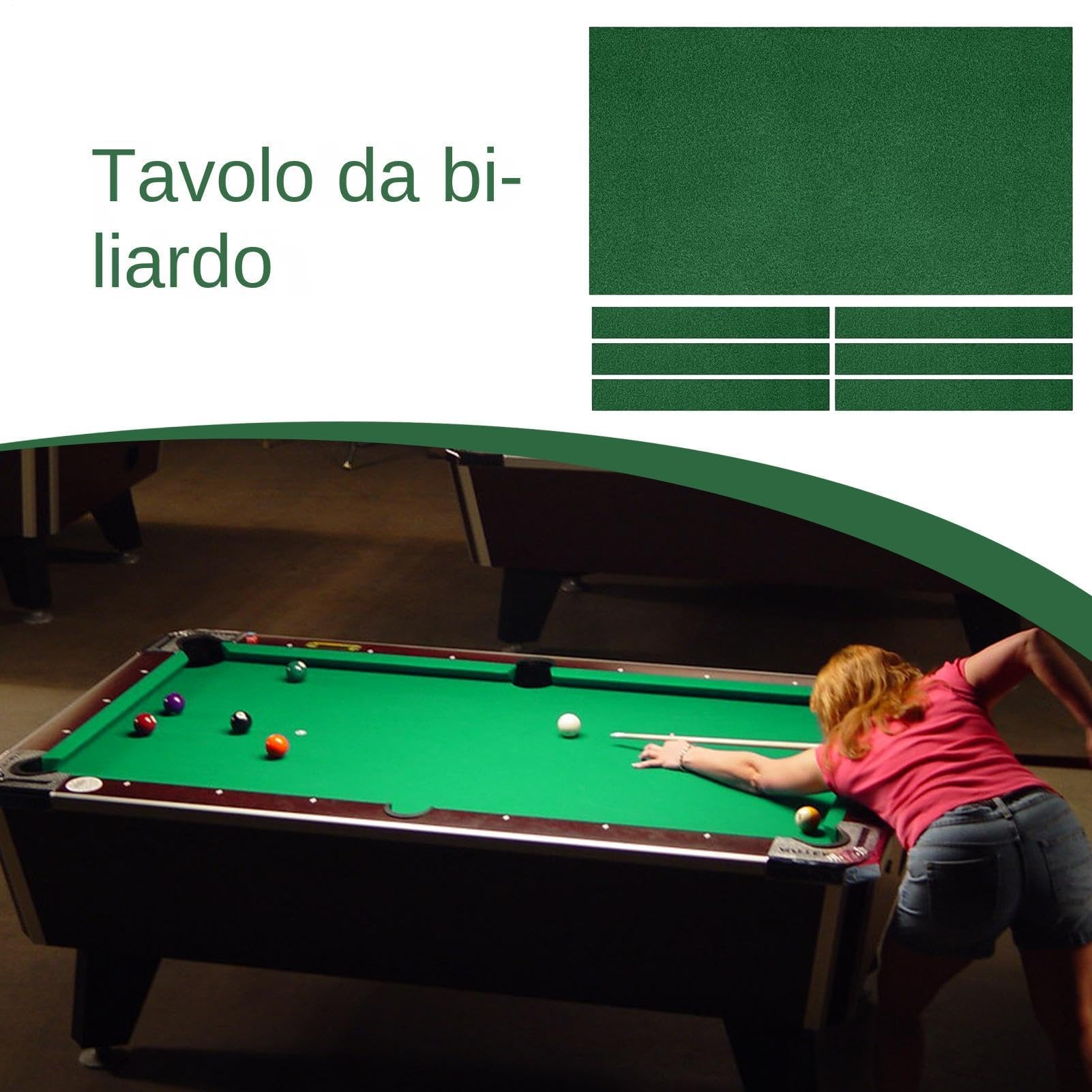 Generico Ersatz für Billard – Professionelles Billardtuch-Set, Abdeckung für lang, 6 Stoffstreifen für Schienen | strapazierfähiger Stoff für B