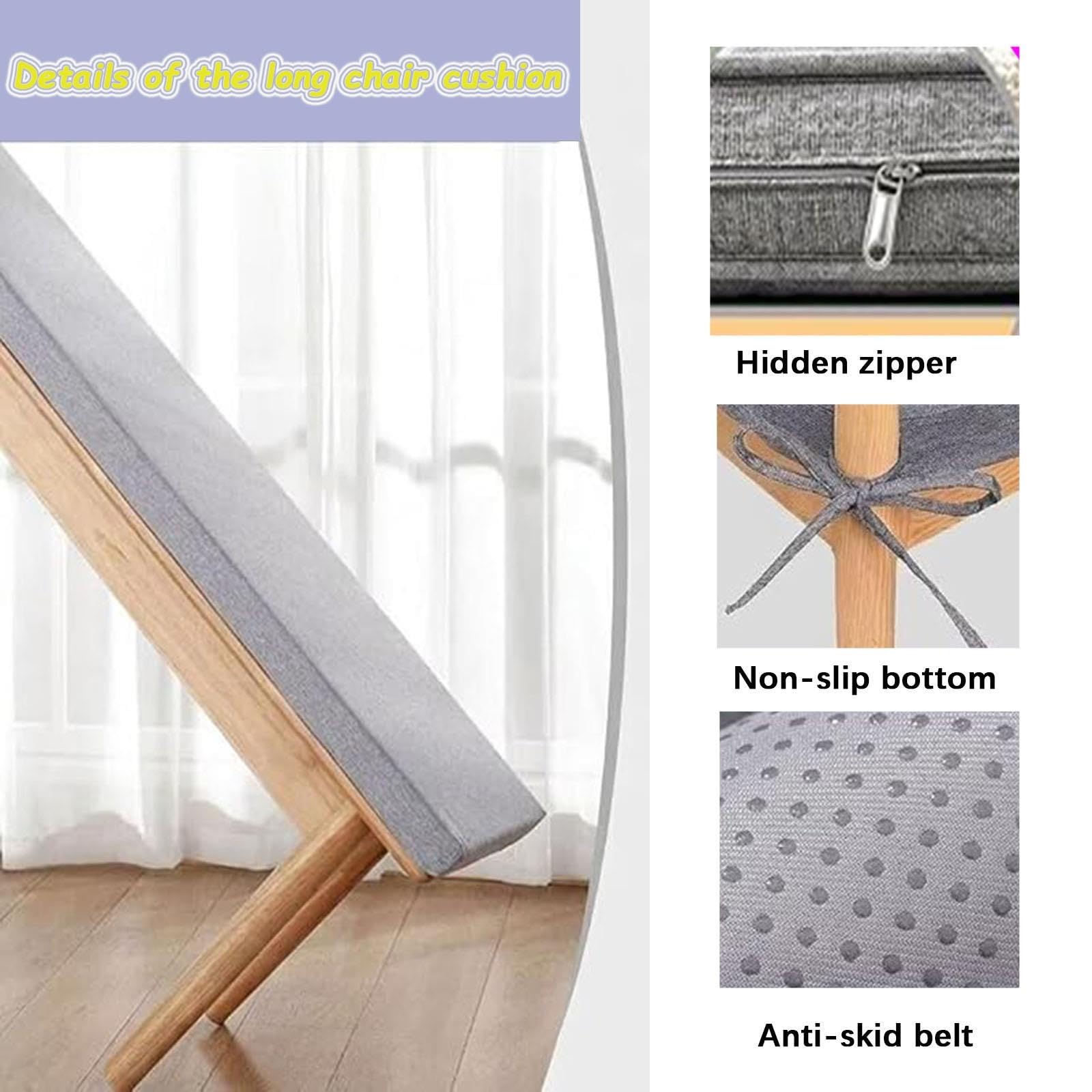 Cojín de asiento banco 2 pulgadas, antideslizante con lazos lavable