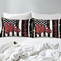 Vista 7 de Juego de edredón de motocross para adolescentes, juego de ropa de cama con bandera estadounidense, edredón de plumón para deportes extremos