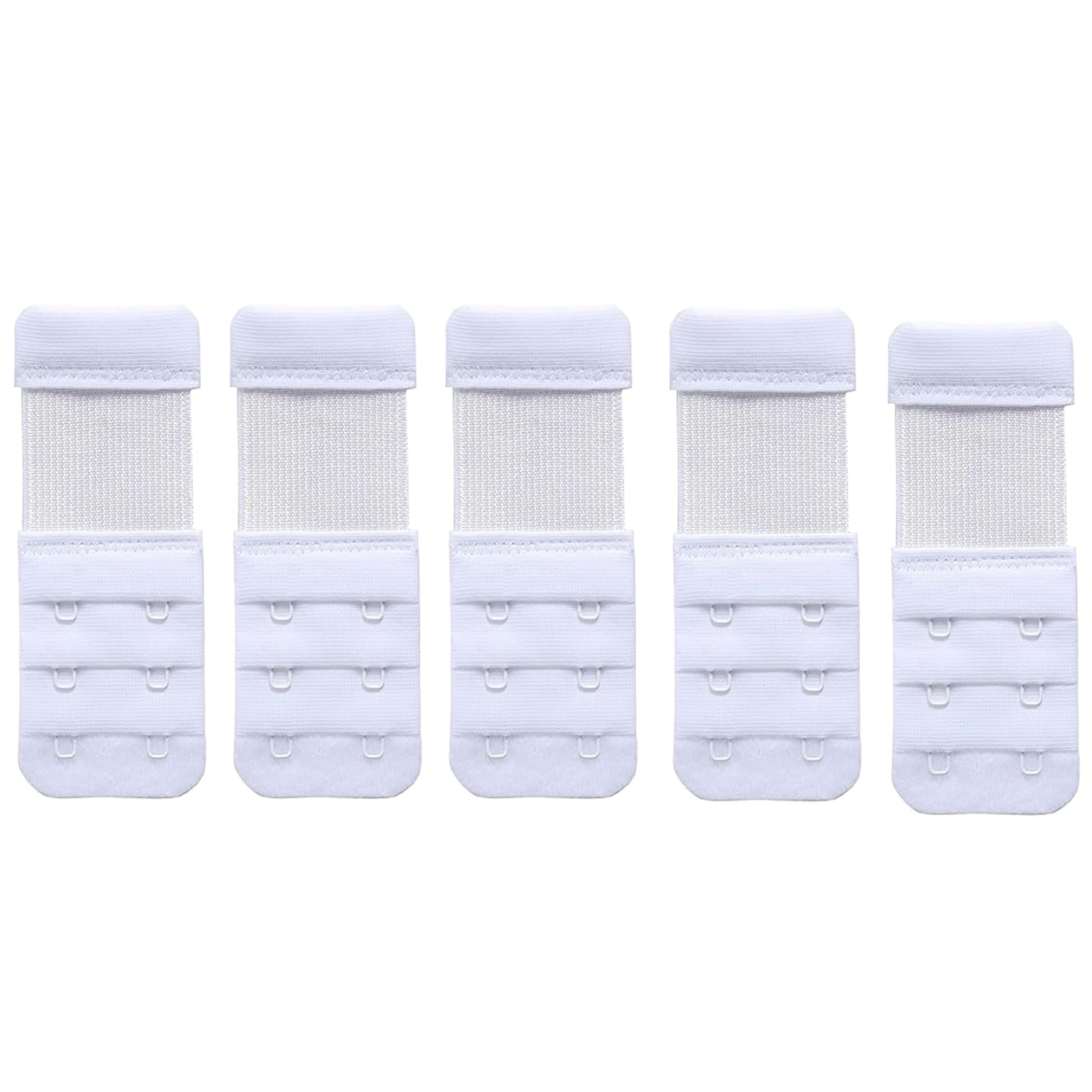 5 Pieces Women's Soft Comfortable Elastic Bra Extenders Bra Extension Strap 2 Hook 3 Row Lady's Bra Extender Bra Band (White Color)-image-6