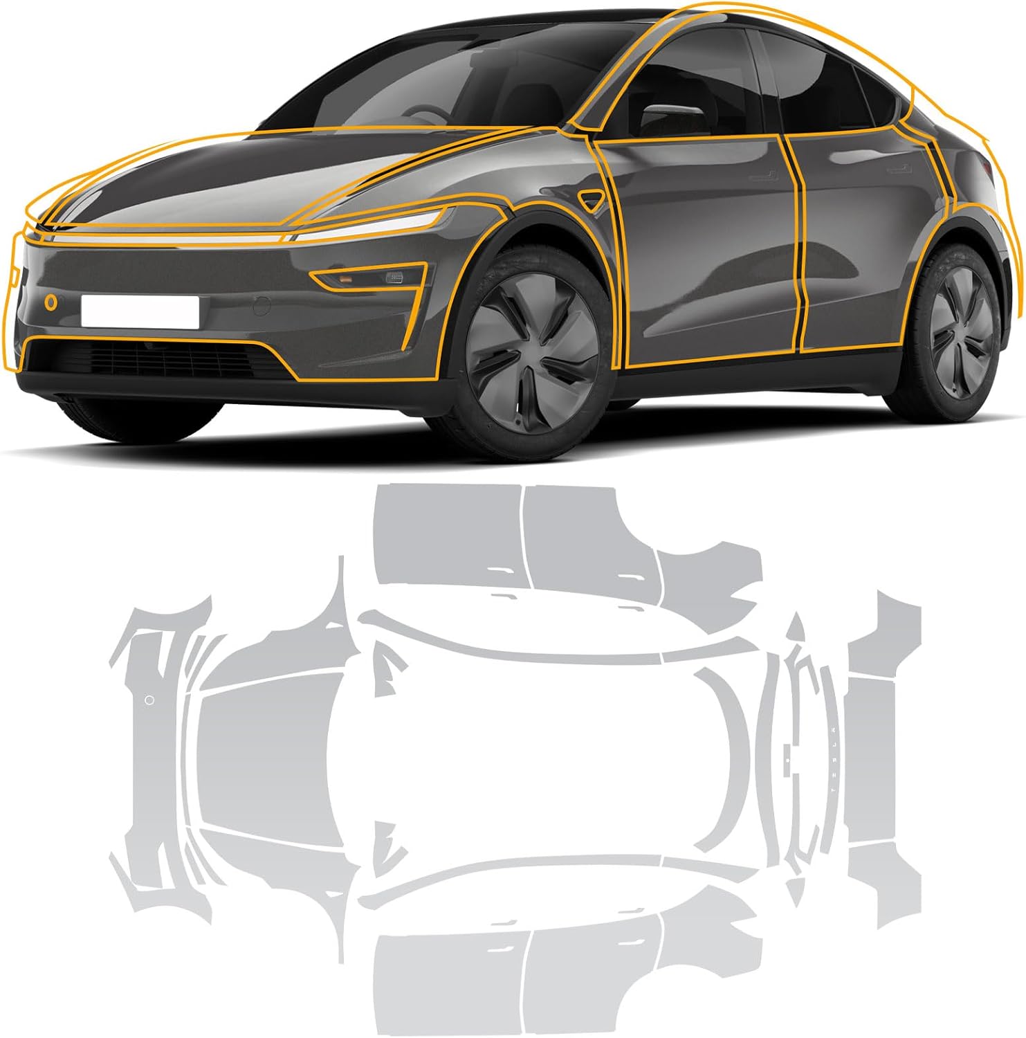 Precut Matte 8.5 Mil TPU PPF Paint Protective Film Kit for Tesla Model Y Juniper 2025-2026 Full Car,Non-Yellowing Anti Scratch UV Waterproof Matte TPU Wrap for Tesla Car Protective Bra