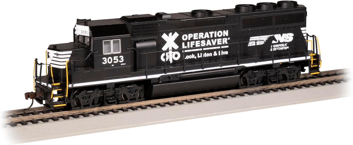 Bachmann Trains - EMD GP-40 DCC Ready Locomotive - Norfolk Southern #3053 (Operation Lifesaver) - HO Scale, Prototypical Colors