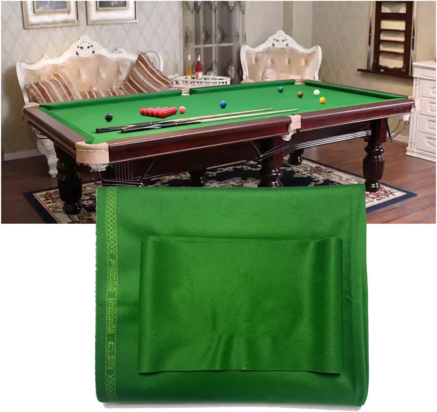 Red Pro-Grade Billiard Snooker Table Cloth 9ft 10ft 12ft Pre-Cut Pool Felt with 6 Pieces Strip for Bar Clubs Home Game Tables