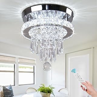 Cainjiazh Lámpara de Araña de Cristal Regulable Raindrop