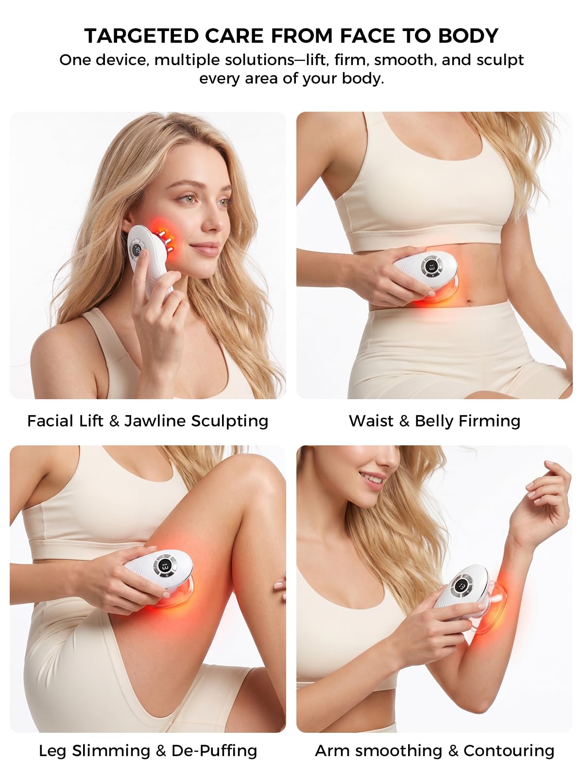 5-in-1 Face & Body Sculpting Machine, Gua Sha & Vacuum Cupping Massager, Lymphatic Drainage, Anti-Cellulite & Skin Firming Care for Belly, Arms, Legs, Waist & Back