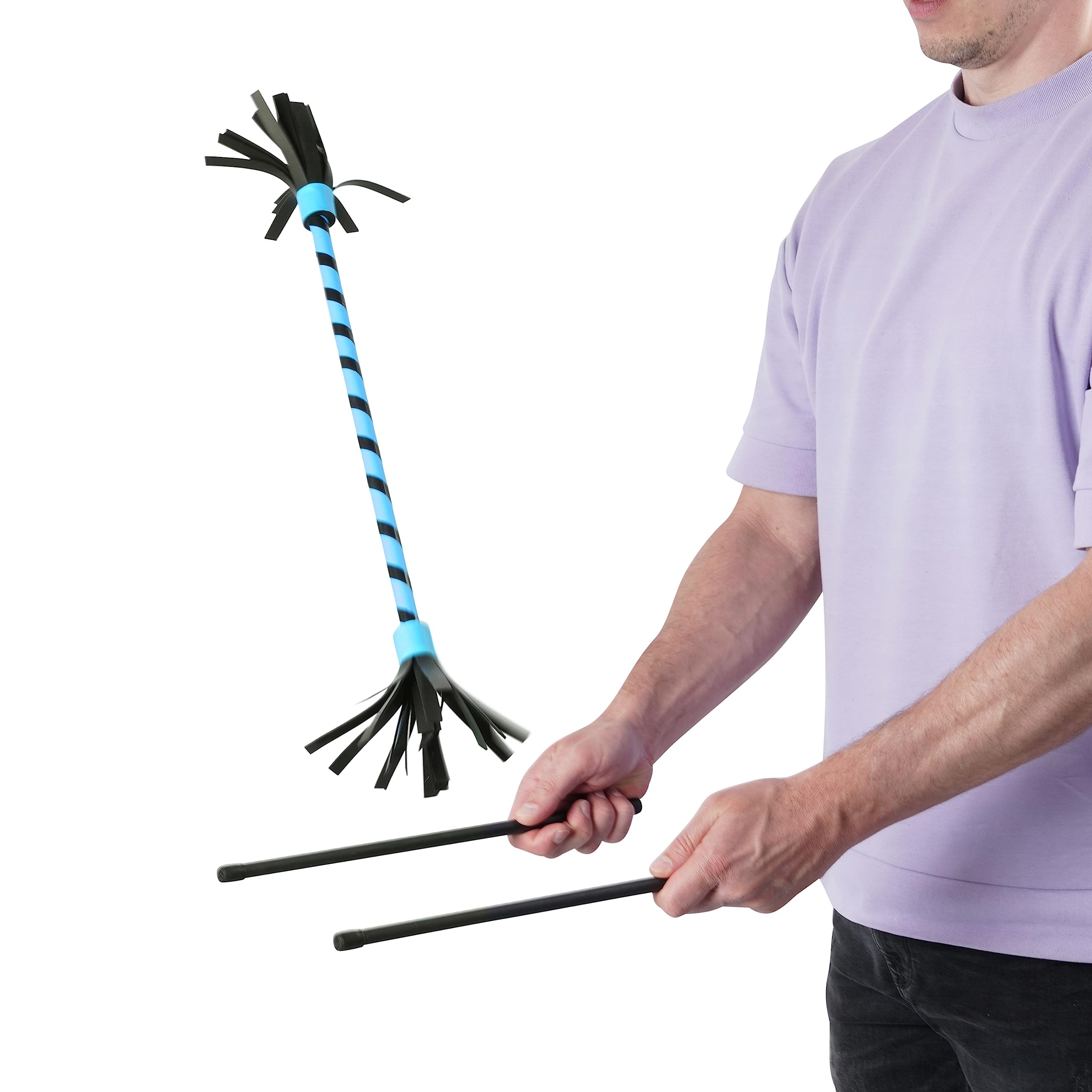 Diabolo Freizeitsport Flowerstick Basic (türkis) - UV reaktiver Flower Stick mit Zwei Glasfaser Handstäben, Hingucker auf Festivals, für Anfänger