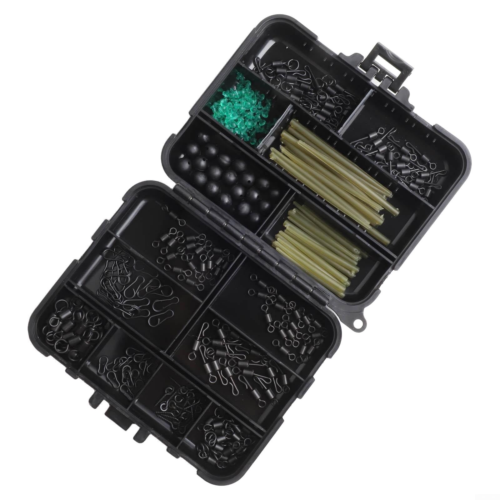 Essential Carp Fishing Tackle Set 301 Pieces Including Hooks, Swivels, and Clips for Optimal Performance