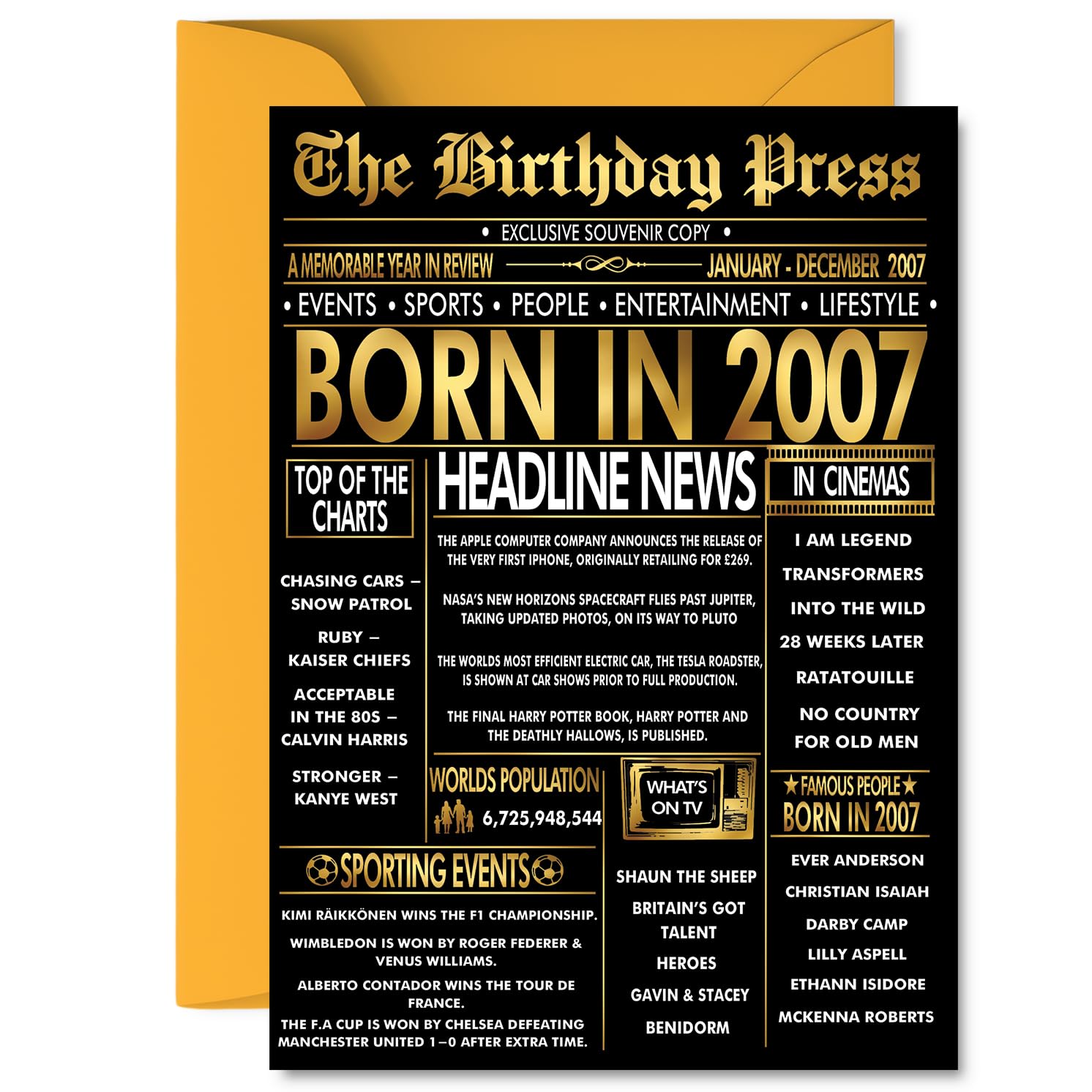 Gold 19th Birthday Card for Women and Men, 5x7 Inch Bday Greeting Cards