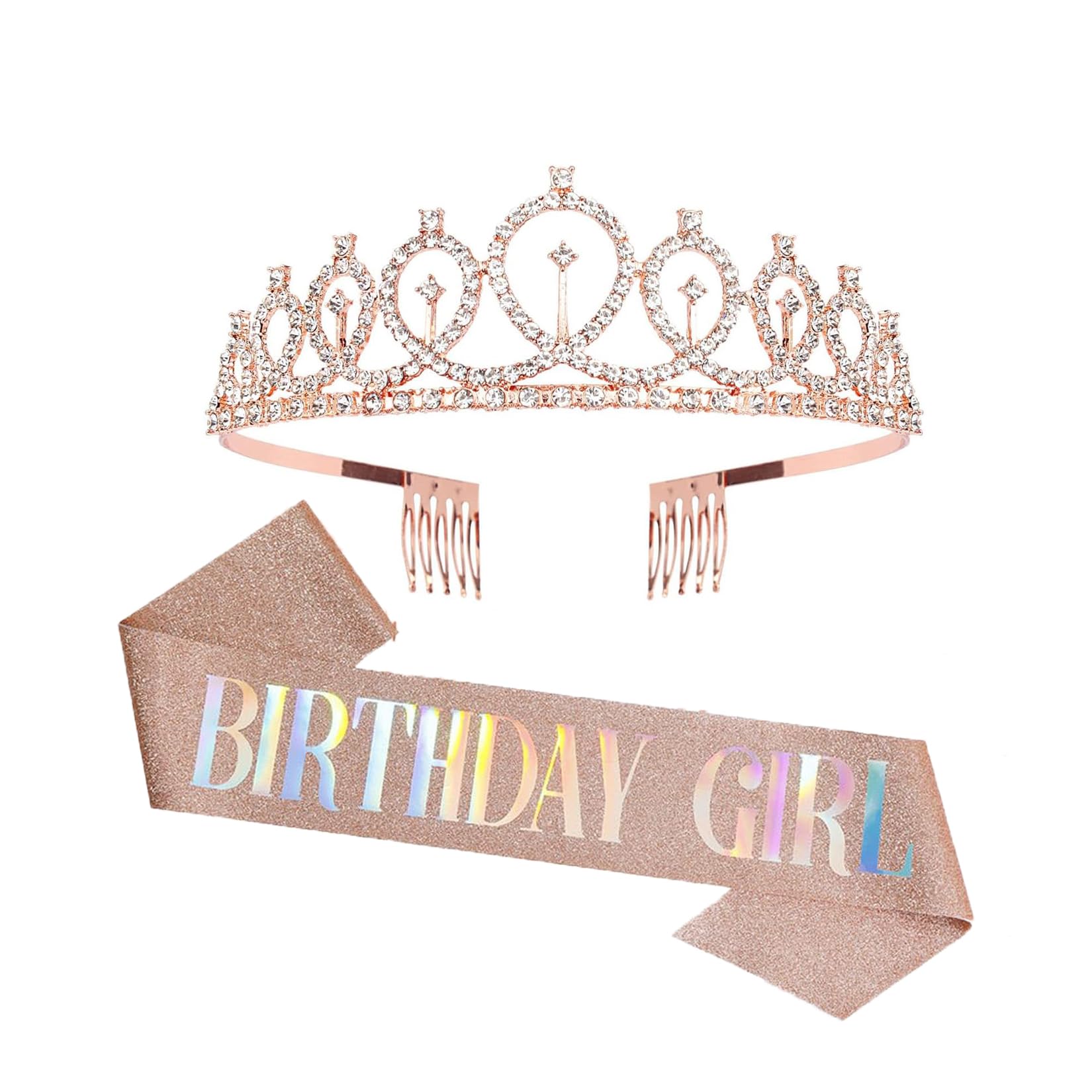 Birthday Girl Schärpe Krone Set,Geburtstagskrone mit Glitzer