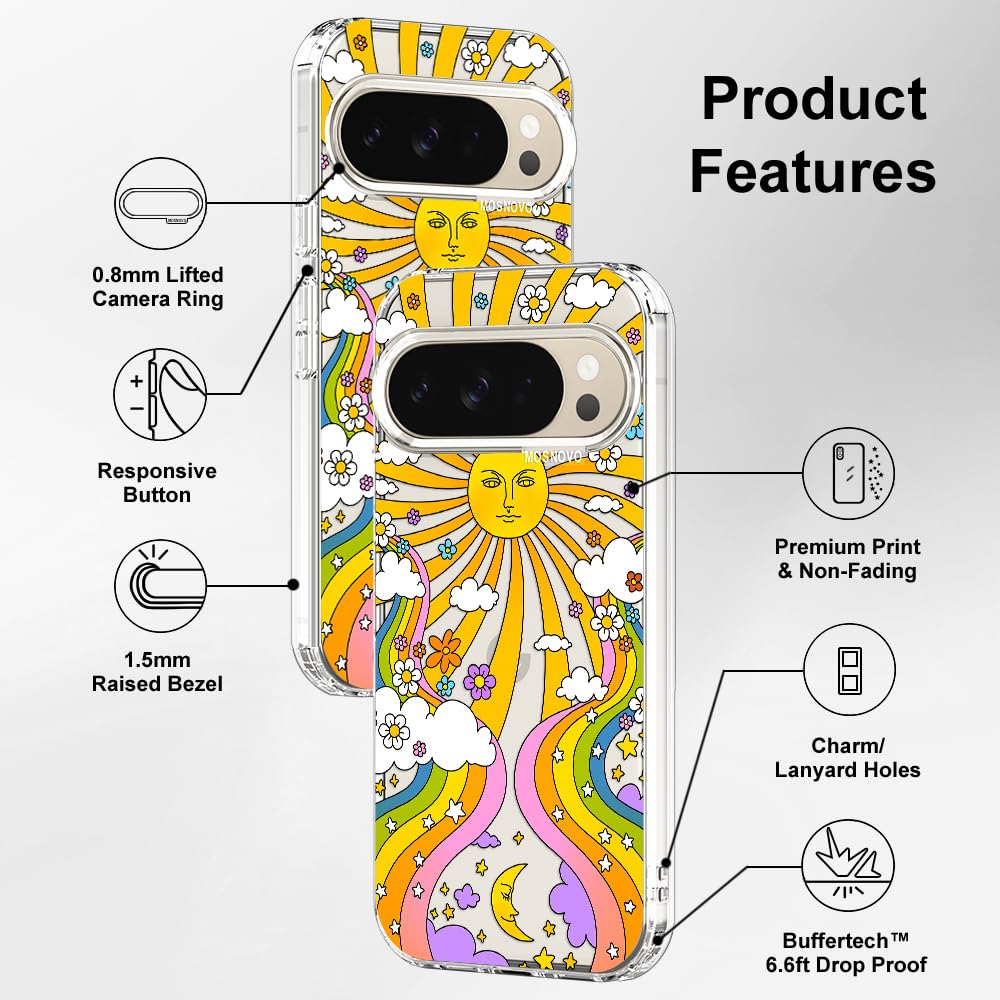 MOSNOVO Case for Google Pixel 10 & Pixel 10 Pro, [Buffertech 6.6ft Military-Grade Drop Protection] [Anti Peel Off Tech] Clear TPU Bumper Phone Case Cover Design - Cute Cherry — view 475
