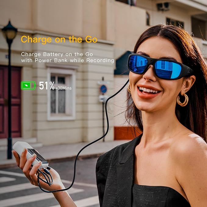 OHO Ultra-Delgada Gafas Cámara Deportivas 1080P 24MP miniatura 3