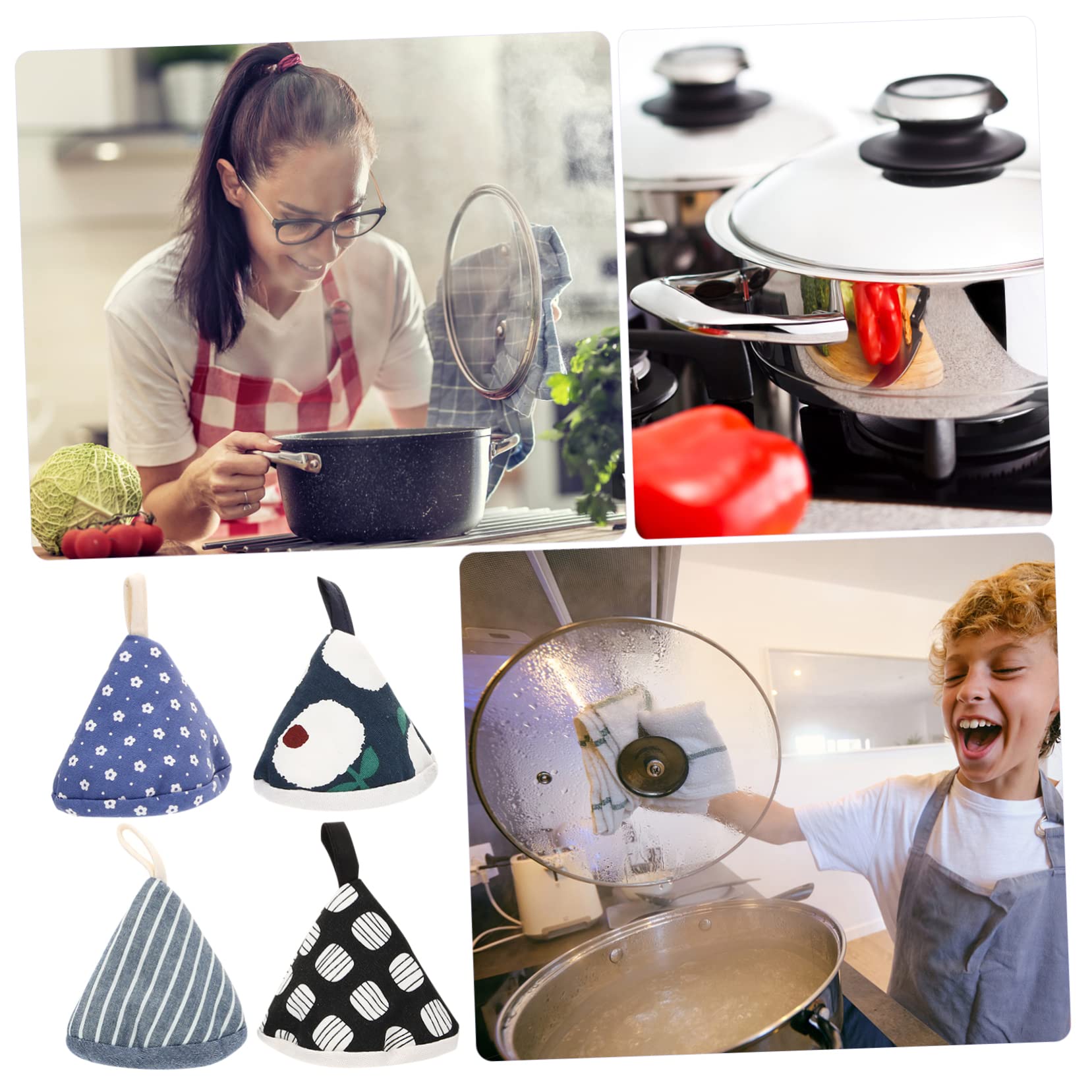 4Pezzi Copertura Maniglie Triangolari Termoresistenti Presine Scottature per Coperchi e Pomelli Gadget per Protezione Maniglie Calde