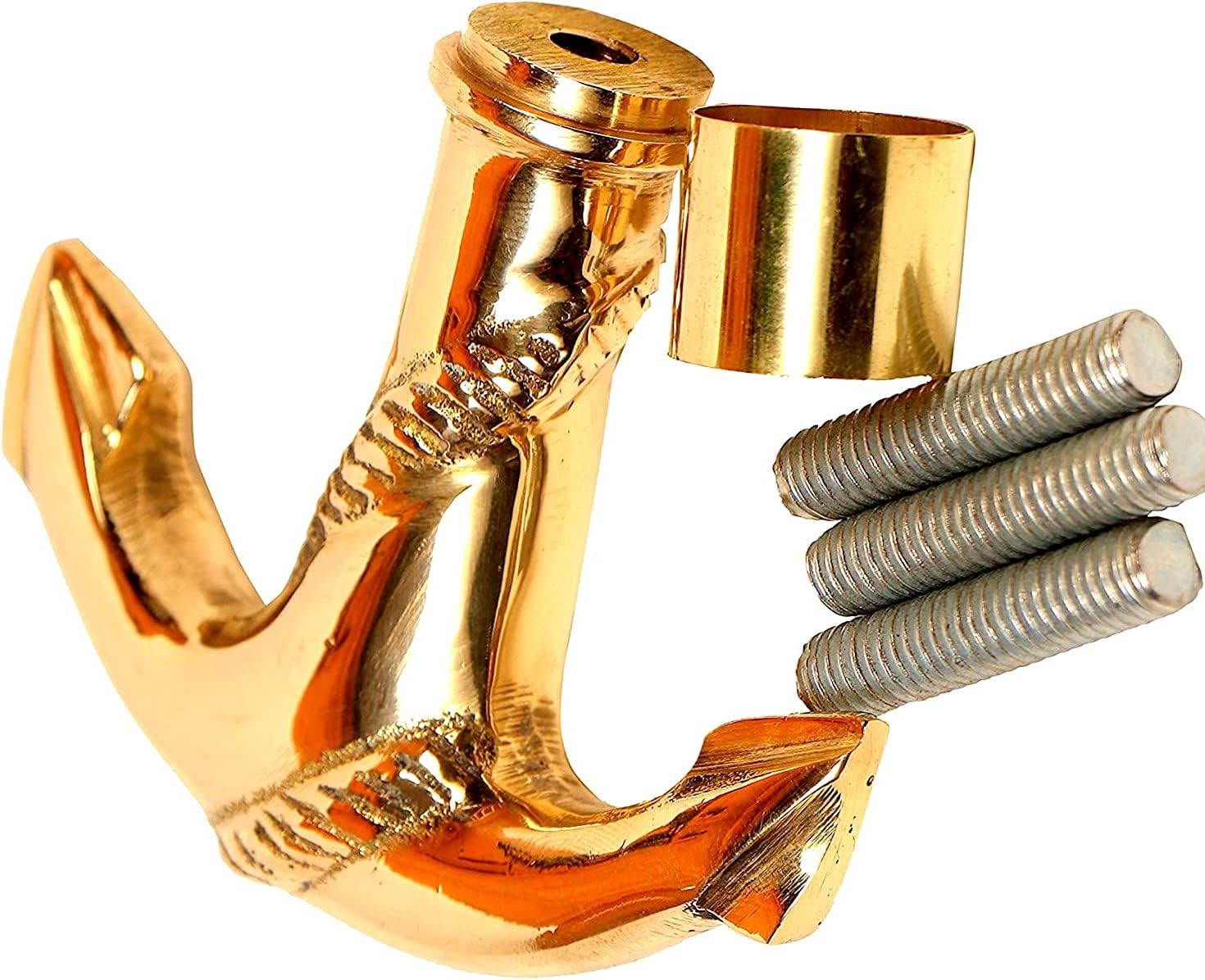 Premium Gold Plated Curtain Rod Hook Bracket with Mounting Hardware, Decorative Wall Mount Support, Metal