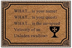 Funny Door Mat with Monty Python "What is Your Name?" Quote for...