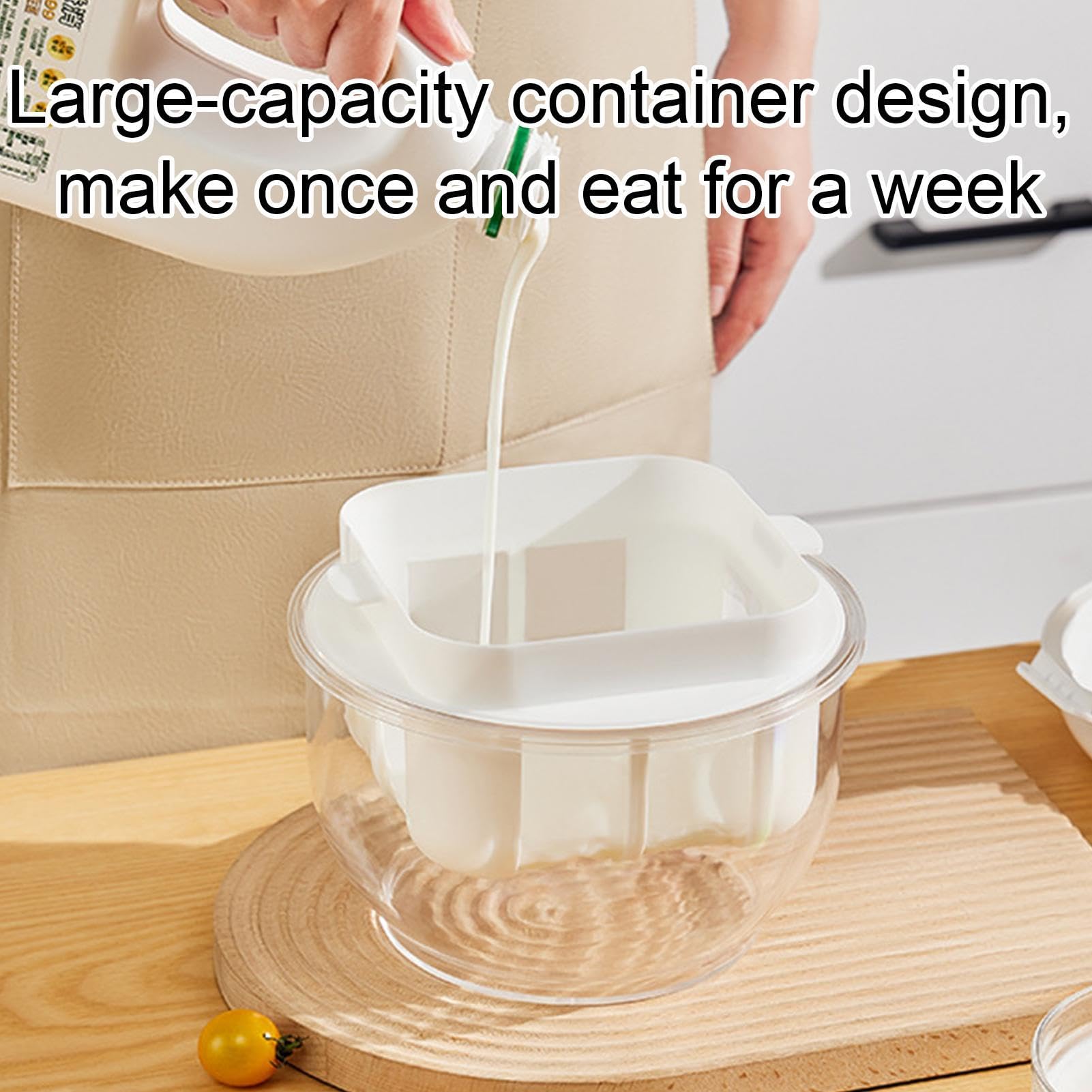 Joghurt-Molken-Trenner, abnehmbarer hausgemachter Joghurtbecher, wiederverwendbarer Joghurt-Molken-Trenner, Joghurt-Maker-Behälterteile mit Thermometer, transparenter Joghurtfilterbehälter zum