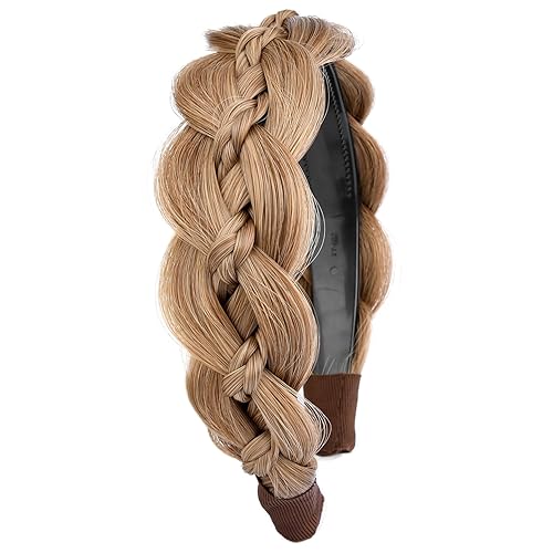 Wide Braided Headband with Teeth Synthetic Hair Plaited Headband Fishtail