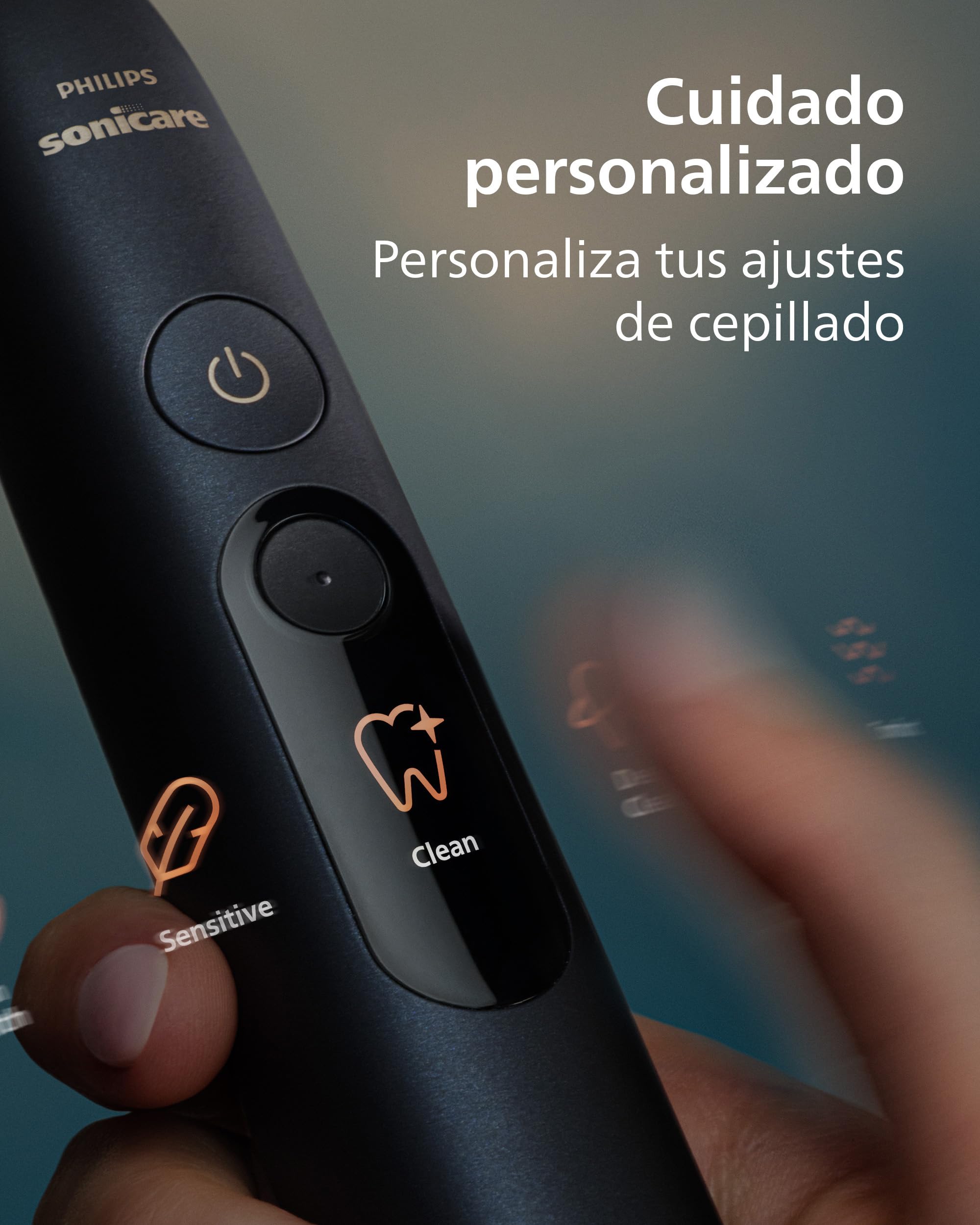 Philips Sonicare Next-Generation DiamondClean 9900 Prestige Cepillo de dientes eléctrico - con SenseIQ, Smart Coverage Feedback, Smart Pressure Feedback y 24 ajustes, negro cuarzo, HX9813/92