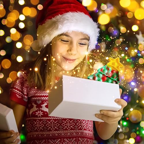 Miniatura 8 de Juguete para ansiedad de Navidad con forma de árbol y poppit, regalo de Navidad, para niños, adultos, niños, divertido juego de empuje, alivio del